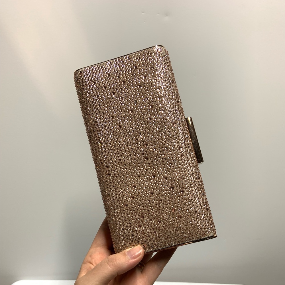 Glitter sequin rhinestone clutch with chain